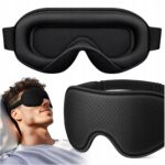 OPASKANAOCZYDOSPANIAZACIEMNIAJACAMASKAMIEKKABLOKUJACASWIATLO3D belsilt Akių kaukė miegui 3D šviesą blokuojanti reguliuojama kelionėms su atminties putomis juoda miegui be šviesos