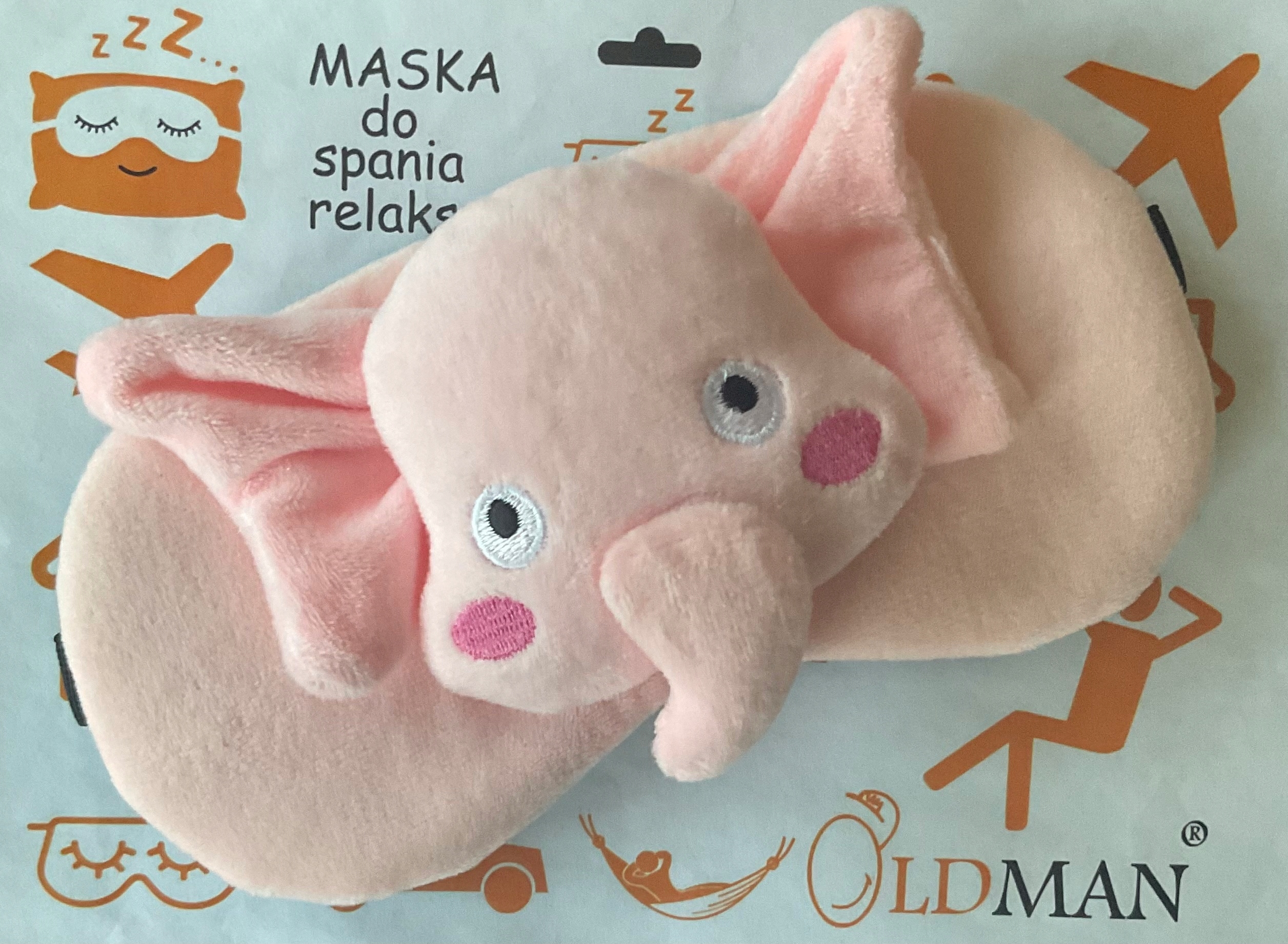 OPASKANAOCZYMASKADOSPANIASNURELAKSUSLON3DOLDMANSLONIKROZOWYWzordominujacyzwierzecy belsilt Akių kaukė miegui Oldman 3D kelionėms rožinė