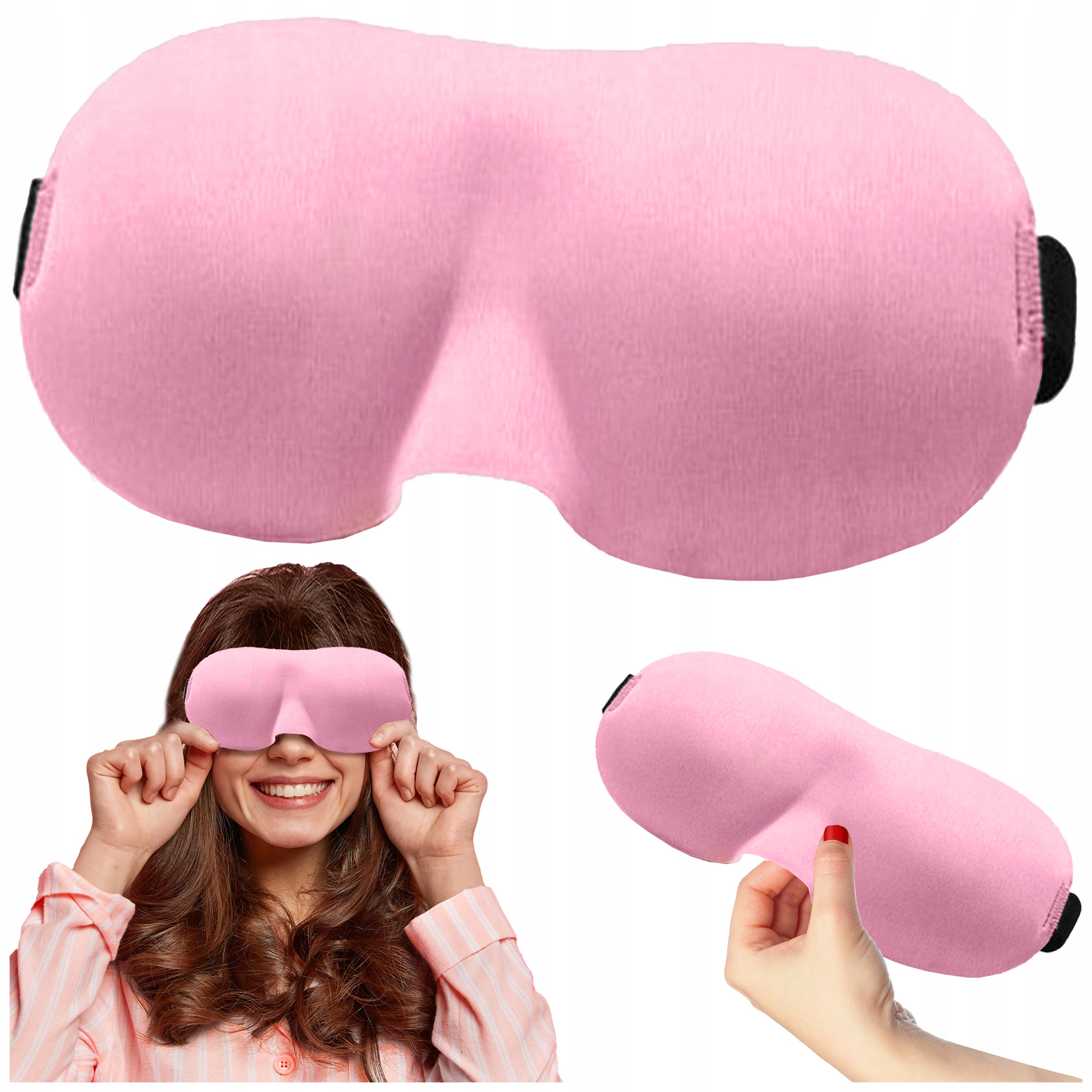 OPASKANAOCZYMASKADOSPANIAWYPROFILOWANA3D belsilt Akių kaukė miegui 3D šviesą blokuojanti reguliuojama kelionėms rožinė patogiam miegui