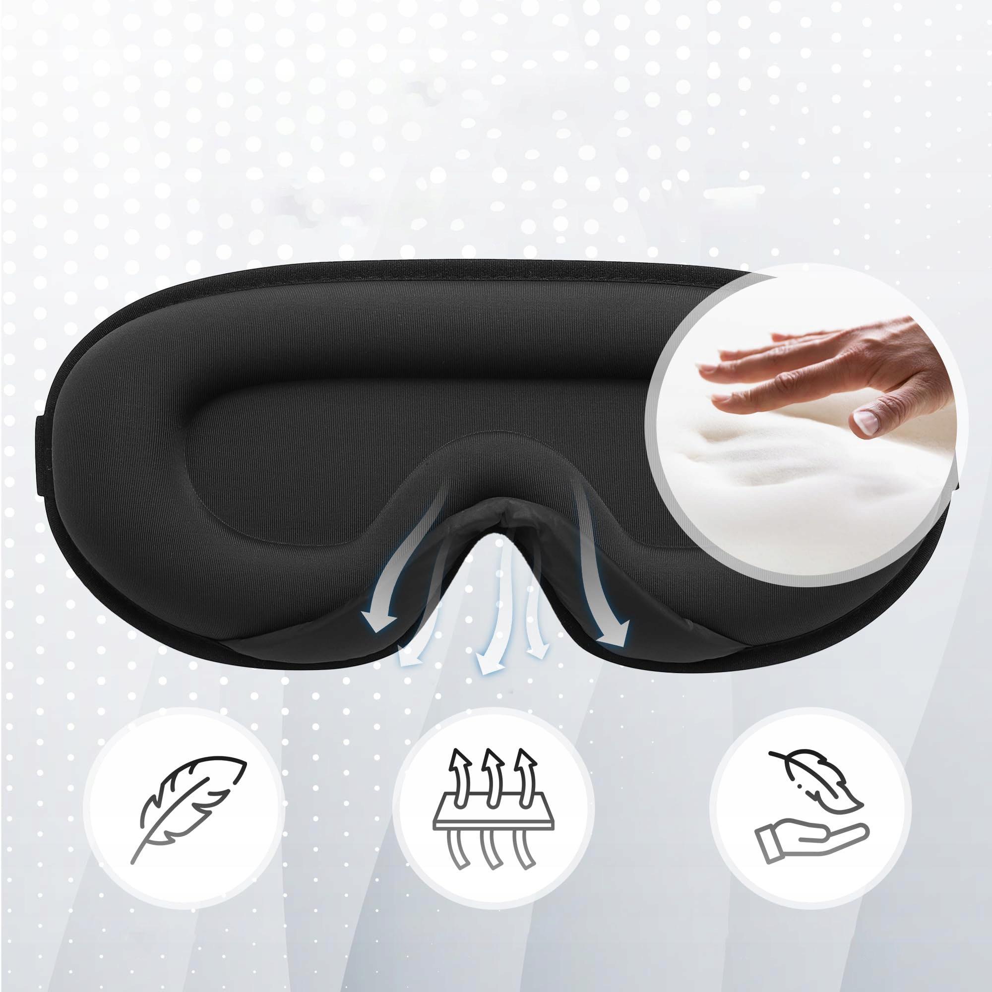 OPASKANAOCZYdospania3DmaskaZACIEMNIAJACAODDYCHAJACAergonomicznaKolorczarny belsilt Akių kaukė miegui 3D šviesą blokuojanti reguliuojama kelionėms su atminties putomis patogiam miegui