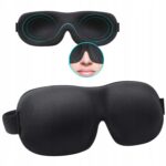 Akių kaukė miegui 3D reguliuojama kelionėms juoda