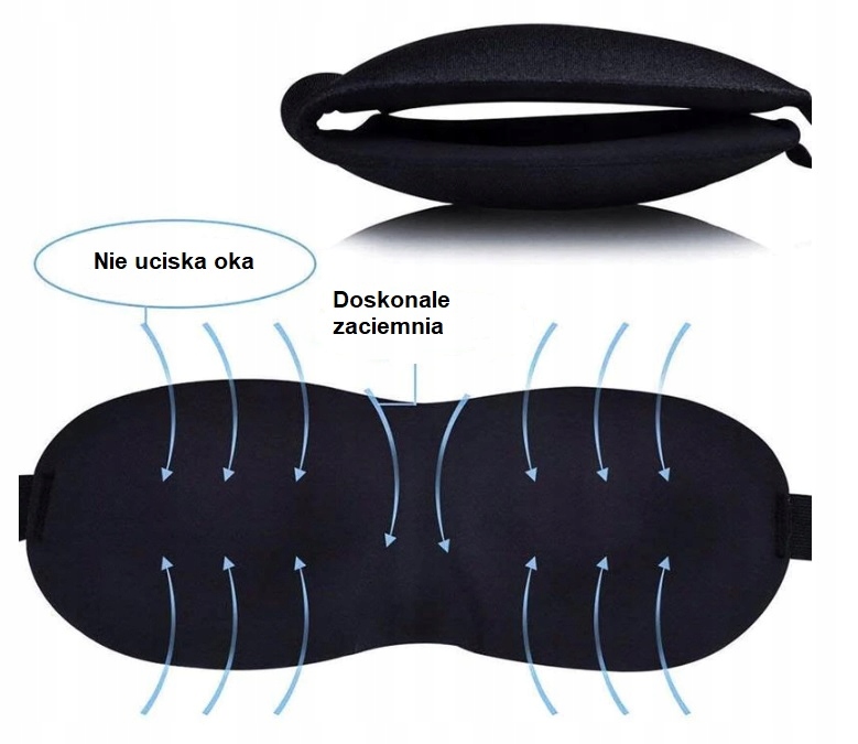 OpaskaMaskanaoczy3Ddospania2sztstoperydouszuModelopaskarelaksacyjna belsilt Akių kaukė miegui 3D šviesą blokuojanti su atminties putomis su ausų kištukais pakuotė 2 vnt