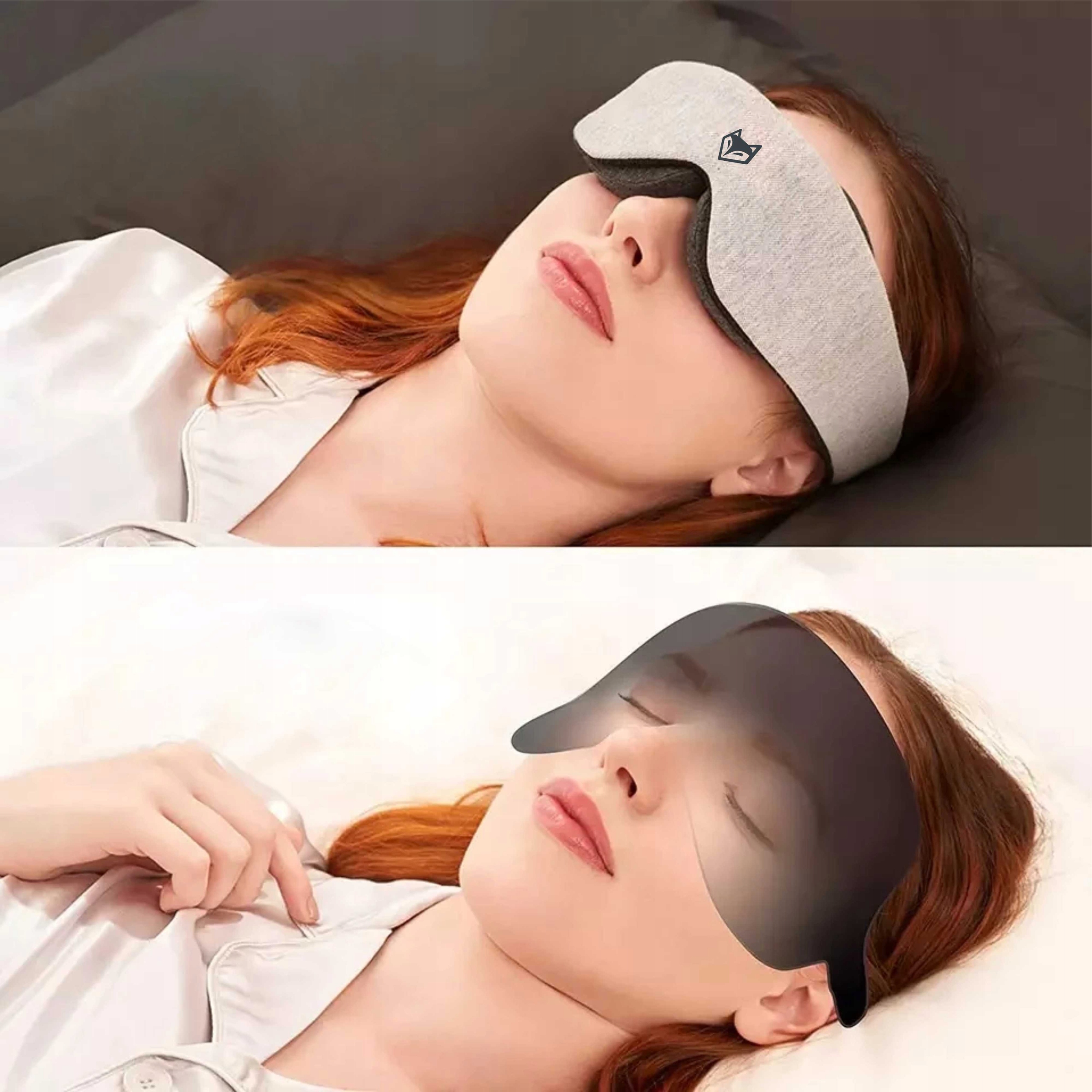 Opaskanaoczydospania3DPREMIUMZACIEMNIAJACAergonomicznamaskaszaraWzordominujacylogo belsilt