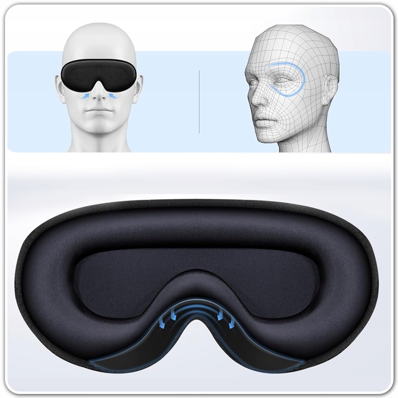 PremiumMaskanaOczy3DdoSpaniaZaciemniajacaLekkaRegulowanaKolorczarny belsilt