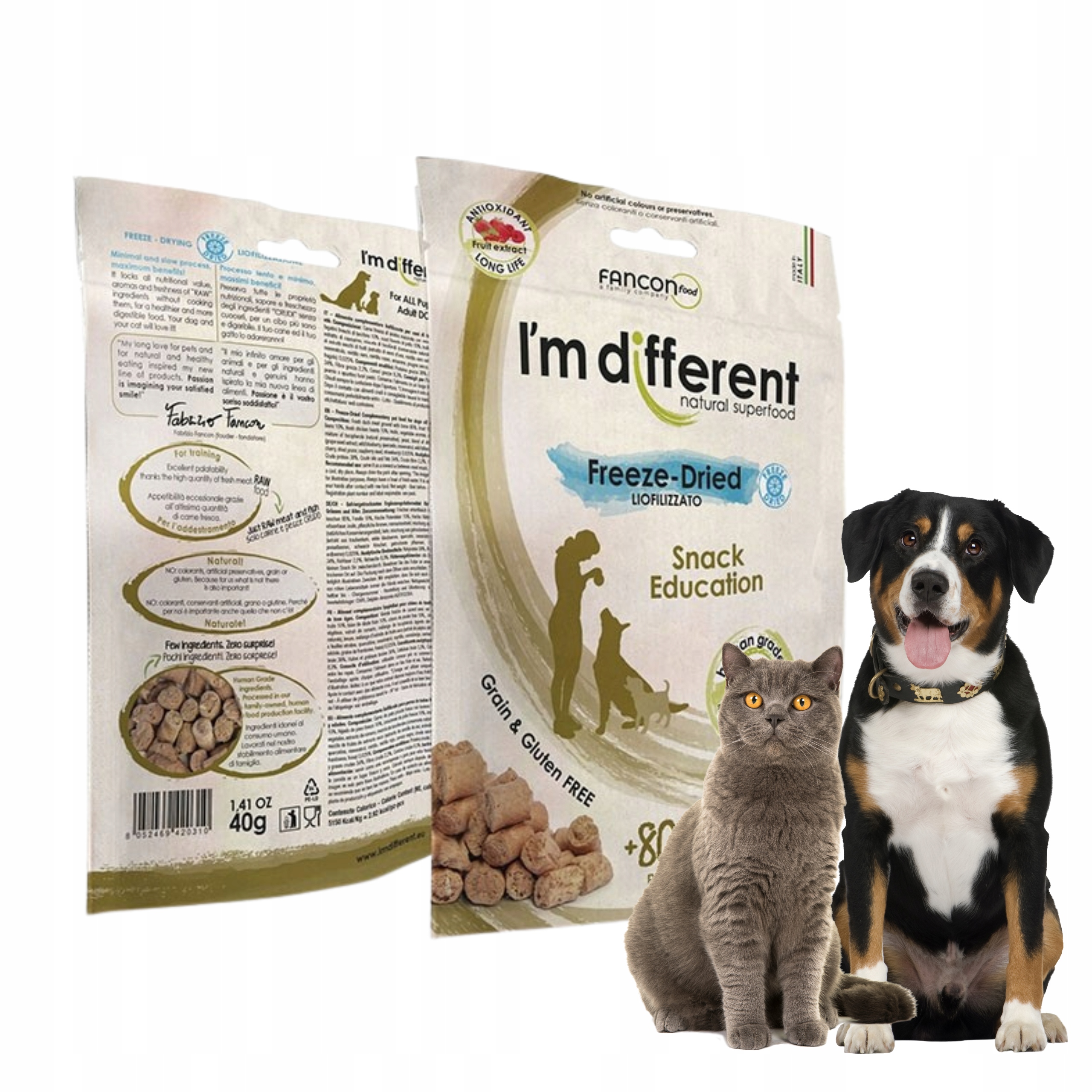 I'm Different Training liofilizuoti antienos ir upėtakio skanėstai šunims, 40 g