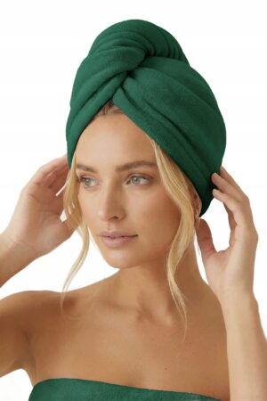 Mikropluošto rankšluostis turbanas plaukams žalias su sagute