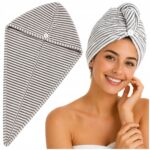 Mikropluošto rankšluostis turbanas plaukams įvairių spalvų su sagute 65 x 23 cm