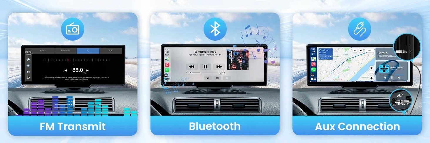 RadiosamochodoweAntika1026CarplayAndroidAutoScreenHDCarRadioMP5Montazniestandardowy belsilt