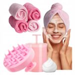 Mikropluošto rankšluostis turbanas plaukams Laroxy rožinis su sagute