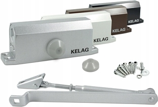 SAMOZAMYKACZ6080kgDODRZWIZAMYKACZDRZWIOWYKodproducentaA062 belsilt Kelag hidraulinis lauko durų pritraukėjas su svirtimi 6080 kg durims iki 110 cm baltas su fiksavimo funkcija