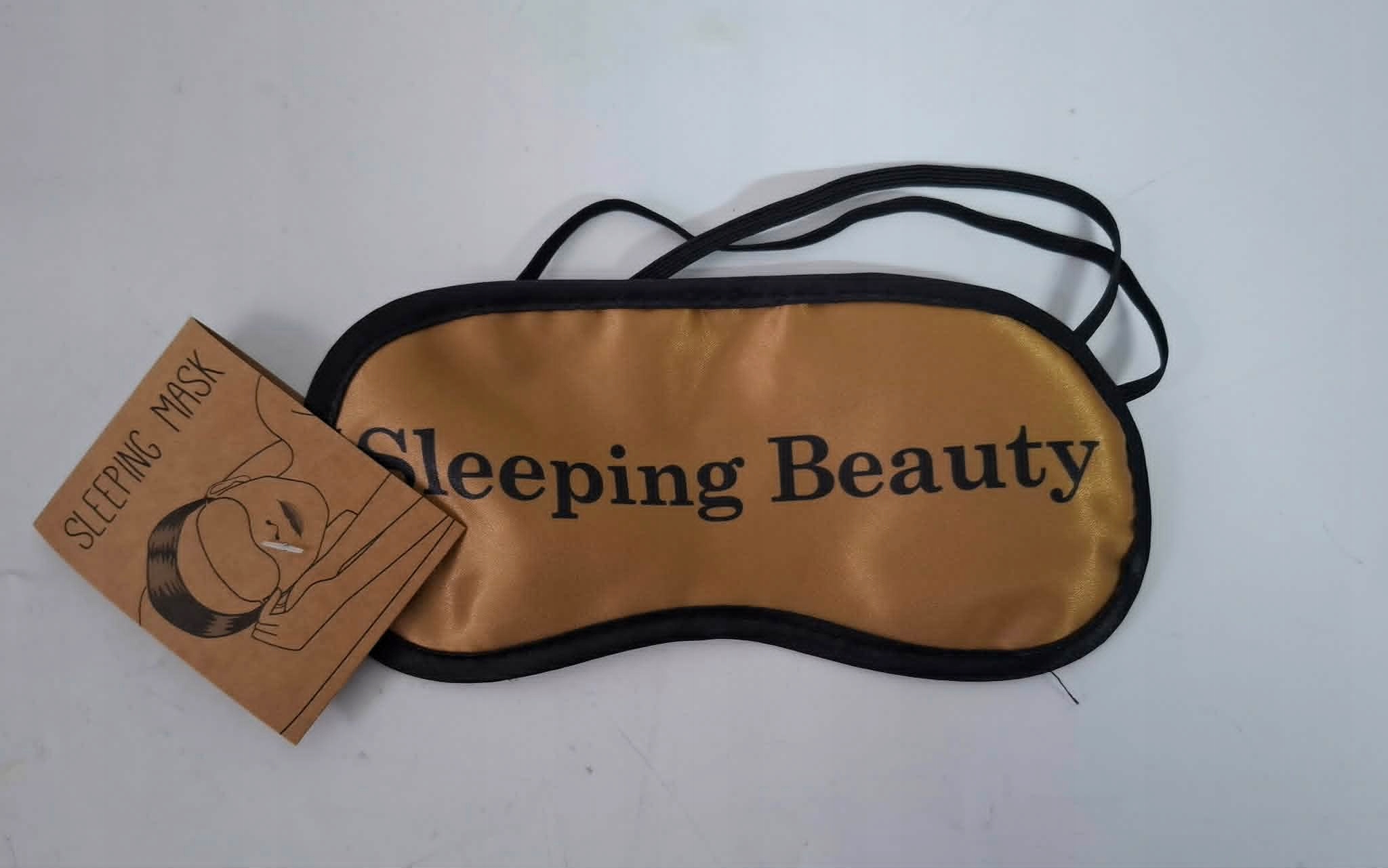 SATYNOWAOPASKANAOCZYDOSPANIASLEEPINGBEAUTYZLOTAKodproducentaA297 belsilt Satininė akių kaukė miegui šviesą blokuojanti reguliuojama kelionėms auksinė