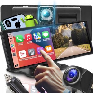 Belaidis „CarPlay“ ir „Android Auto“ ekranas prietaisų skydeliui, 10,26 colių, IPS, su galinio vaizdo kamera, Full HD