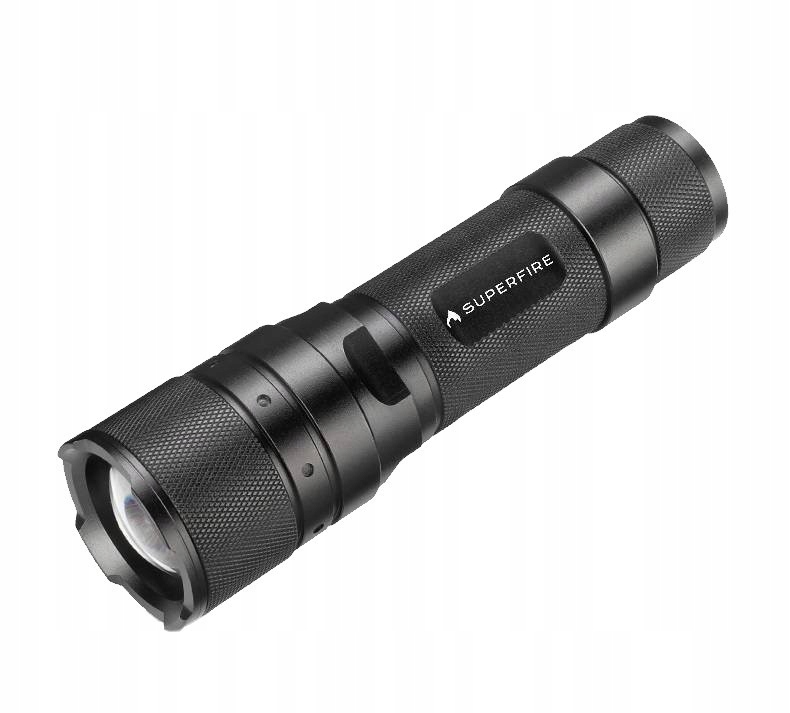 SUPERFIREMOCNALATARKATAKTYCZNALEDUSBWZESTAWIELADOWARKAIP342000MAHKolorbezbarwny belsilt Tvirtas taktinis LED žibintuvėlis Superfire F3 L2 su USB įkrovikliu IP34 2000 mAh