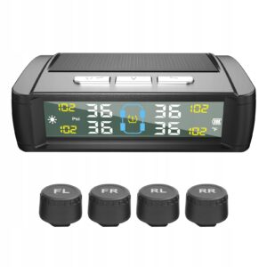 Belaidė TPMS sistema automobiliui su IPX7 jutikliais ir saulės įkrovimu