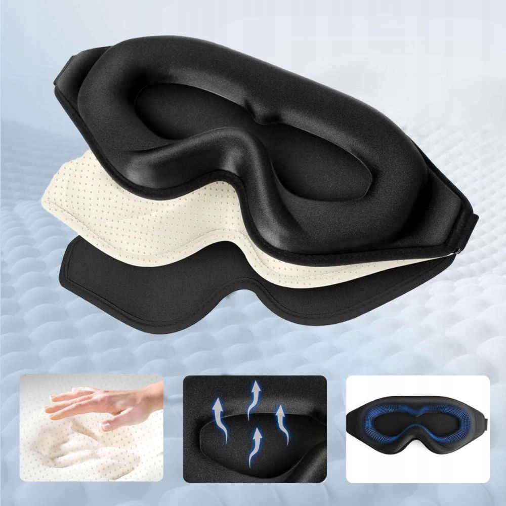 TECHPROTECTEYESHADESLEEPMASKMATTEBLACKModelSleepMask belsilt