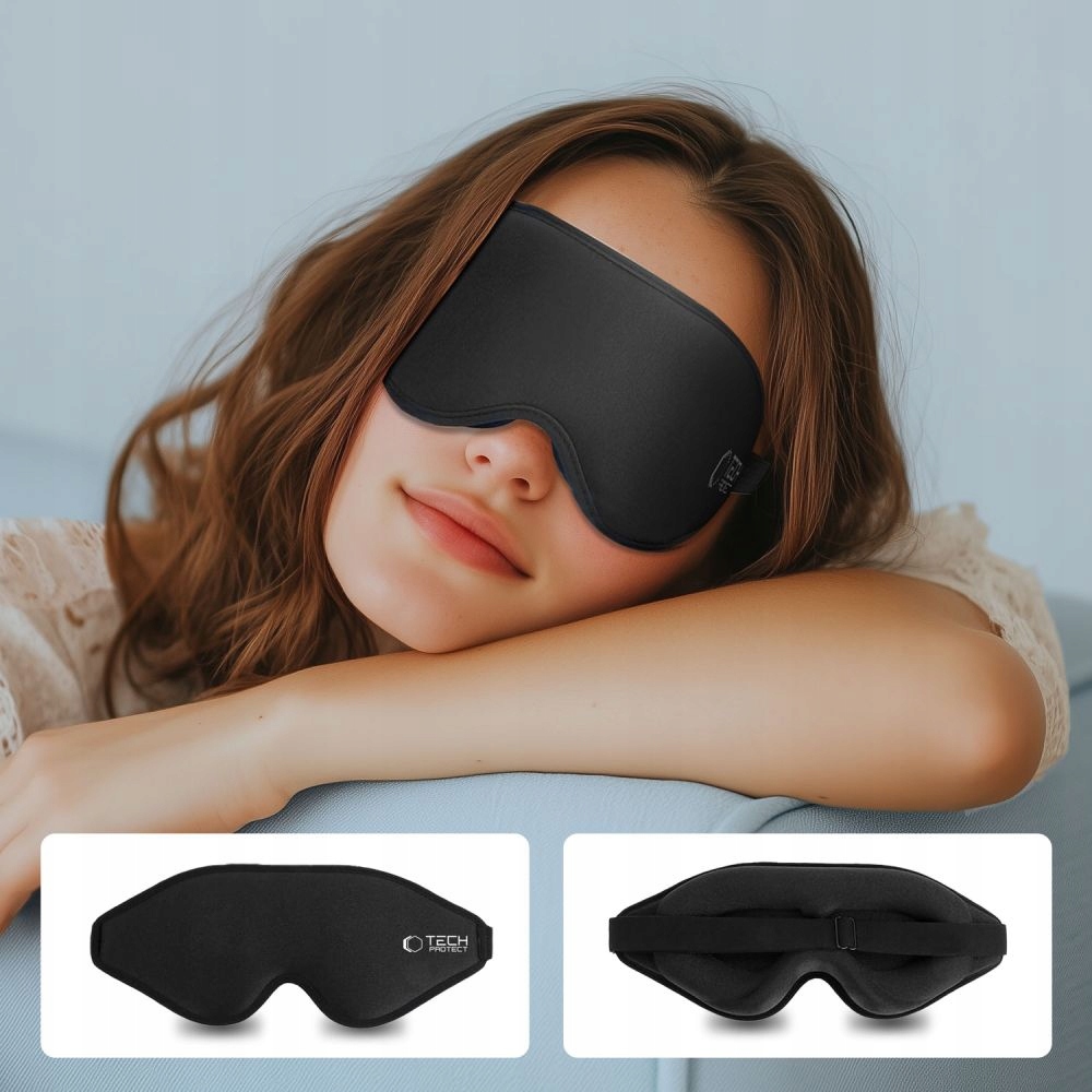 TECHPROTECTEYESHADESLEEPMASKMATTEBLACKWzordominujacybezwzoru belsilt