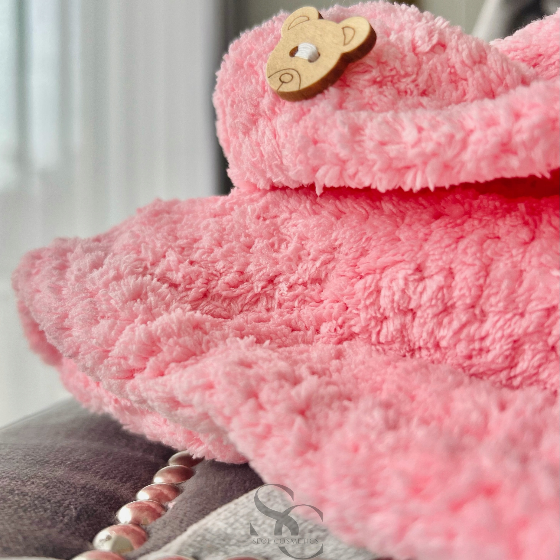 TurbandowlosowrecznikzmikrofibrydosuszeniawlosowrozowySEOLRodzajinny belsilt Mikropluošto rankšluostis turbanas plaukams SEOL Cosmetics rožinis su sagute
