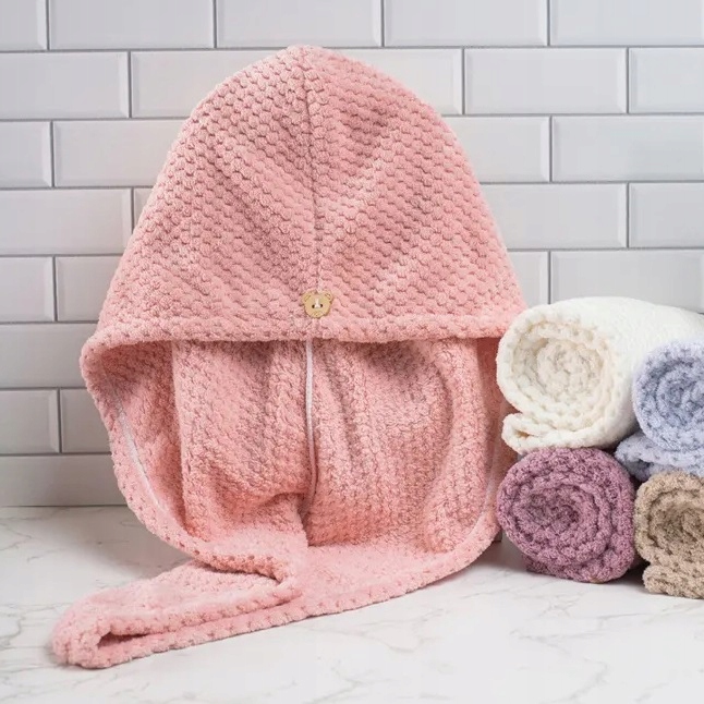 TurbandowlosowrecznikzmikrofibrydosuszeniawlosowrozowySEOLWagaproduktuzopakowaniemjednostkowym015kg1 belsilt Mikropluošto rankšluostis turbanas plaukams SEOL Cosmetics rožinis su sagute