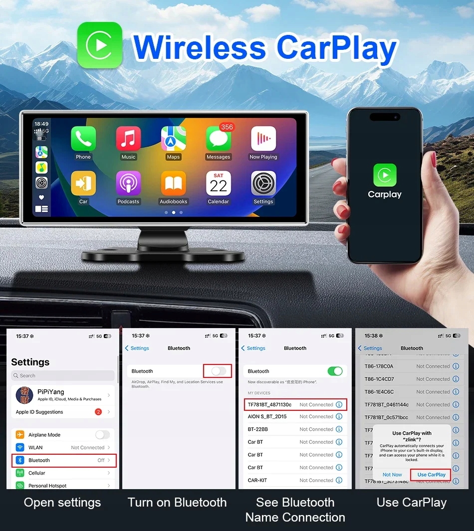 Uniwersalnyekran1126MultimedialneradiosamochodoweCarplayAndroidAutoModelZQHTXSJS1126HLP belsilt