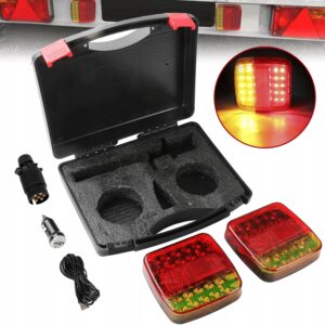 Belaidžių magnetinių priekabos LED žibintų komplektas, 12–24 V, 7 kontaktų, IP65, 5 funkcijų, 2000 mAh