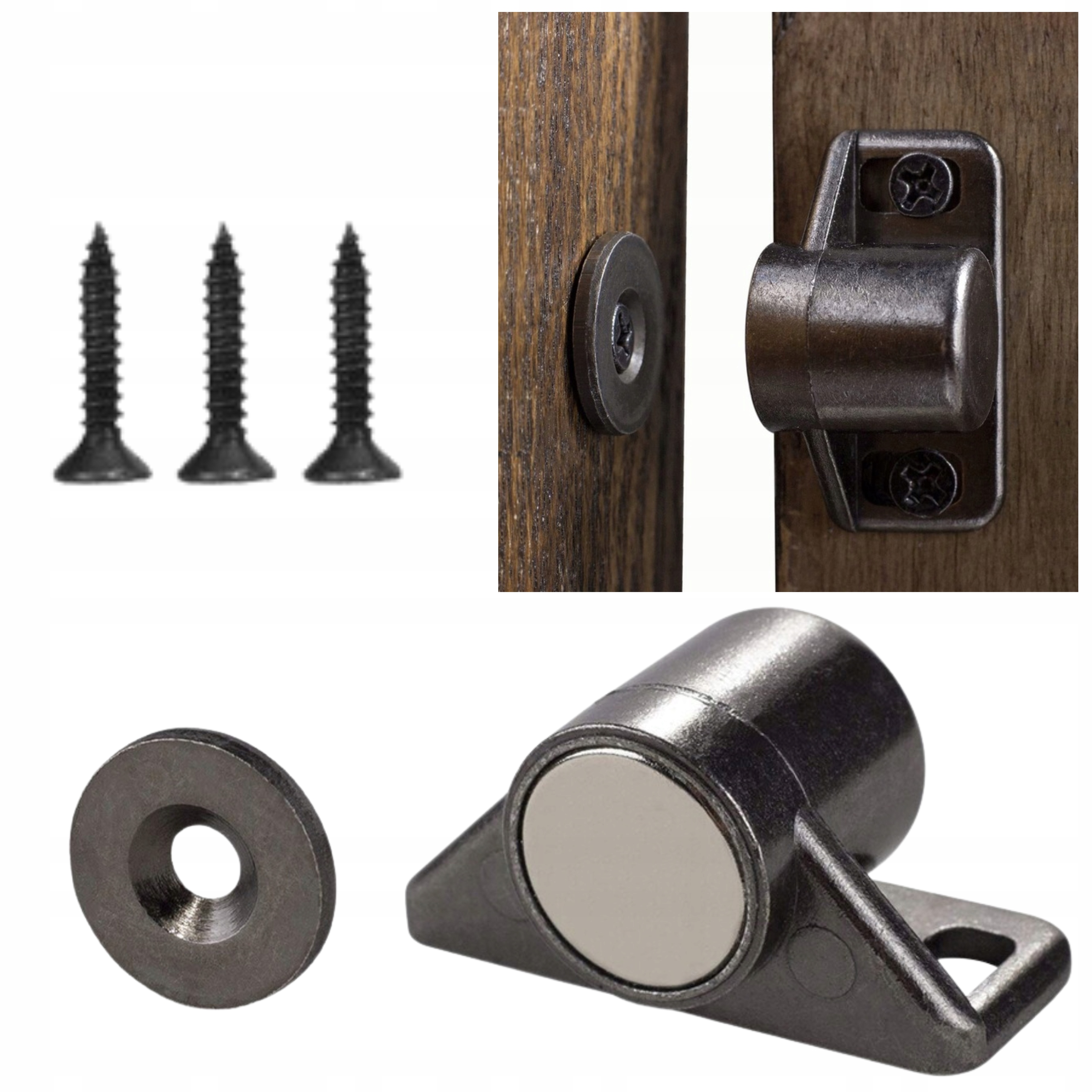 Zatrzaskmagnetycznydoszafekneodymowydrzwimocnymagnes1sztgunmetal belsilt Gunmetal spalvos magnetinis spintelių fiksatorius 25 kg 1 vnt