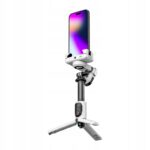 Aochuan M1 Pro 4 viename telefono stabilizatorius su AI RGB ir pulteliu baltas