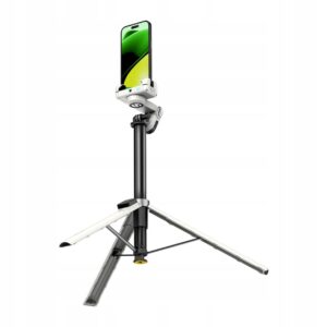 Aochuan Smart M3 Pro 4 viename telefono stabilizatorius su RGB ir veido sekimu, baltas