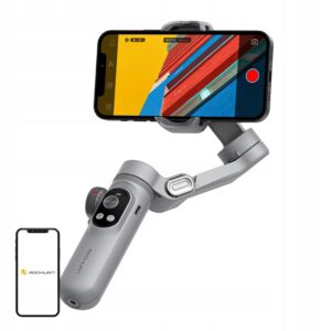 Aochuan Smart X Pro 3 ašių telefono stabilizatorius su OLED ir belaidžiu įkrovimu, pilkas