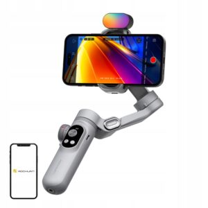 Aochuan Smart X Pro 3 ašių telefono stabilizatorius su RGB ir OLED ekranu, pilkas
