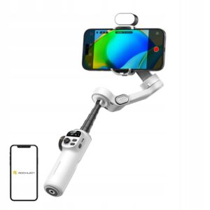 Aochuan Smart X2 3 ašių telefono stabilizatorius su RGB, baltas