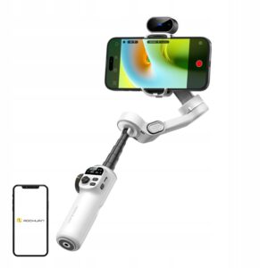 Aochuan X2 3 ašių telefono stabilizatorius su AI 360° sekimu, baltas