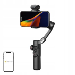 Aochuan XE 3 ašių telefono stabilizatorius su AI jutikliu ir stovu, juodas