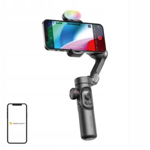 Aochuan XE išmanusis telefono stabilizatorius su veido sekimu ir RGB, juodas, 350 g