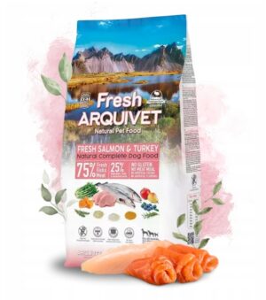 Arquivet Fresh pusiau drėgnas maistas šunims su lašiša ir kalakutiena, 10 kg