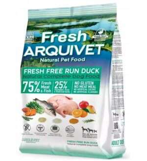 Arquivet Fresh pusiau minkštas maistas šunims su antiena ir žuvimi, 75 % mėsos, 2,5 kg