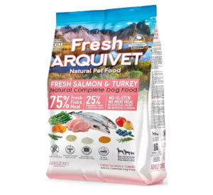 Arquivet Fresh pusiau minkštas maistas šunims su lašiša ir kalakutiena, be vištienos, 2,5 kg