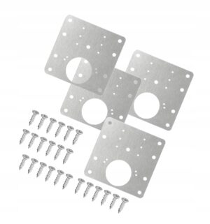 Baldinių vyrių remonto plokštelių ir varžtų rinkinys, 4 vnt., 90 × 90 mm