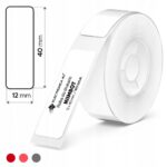 Balti lipnios etiketės terminės NIIMBOT D11 D110 D101 H1S 12x40