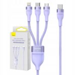Baseus 3 viename USB A kabelis su USB C Micro USB ir Lightning jungtimis 100 W 15 m