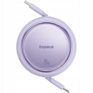 Baseus Free2Pull ištraukiamas USB-C–Lightning kabelis, 20 W, 1 m, violetinis