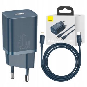 Baseus greita tinklo įkroviklis USB C 20 W tvirtas maitinimo šaltinis Kubelis + kabelis IP