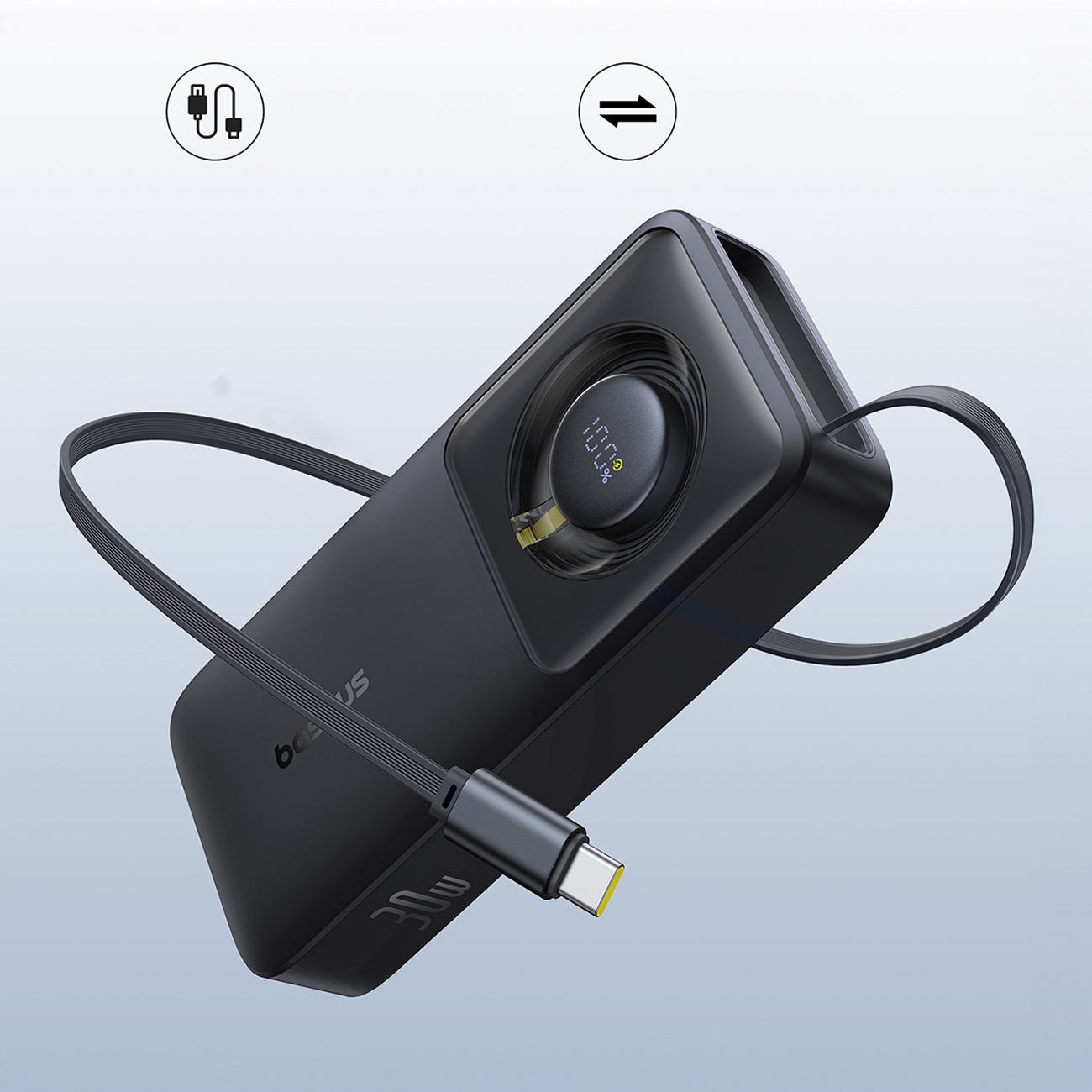 Baseus greitas Išorinė baterija 10000mAh 30 W tvirtas išorinė baterija su kabeliu USB C belsilt Baseus greitas Išorinė baterija 10000mAh 30 W tvirtas išorinė baterija su kabeliu USB C