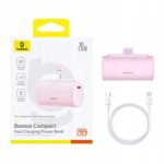 Baseus greitas išorinė baterija 5000mAh 20 W Išorinė baterija Lightning USBC+ USBC kabelis Rožinis belsilt Baseus greitas išorinė baterija 5000mAh 20 W Išorinė baterija Lightning USB C+ USB C kabelis Rožinis