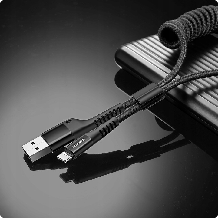 Baseus spiralinis USBALightning kabelis 2 A 1 m belsilt Baseus spiralinis USB ALightning kabelis 2 A 1 m