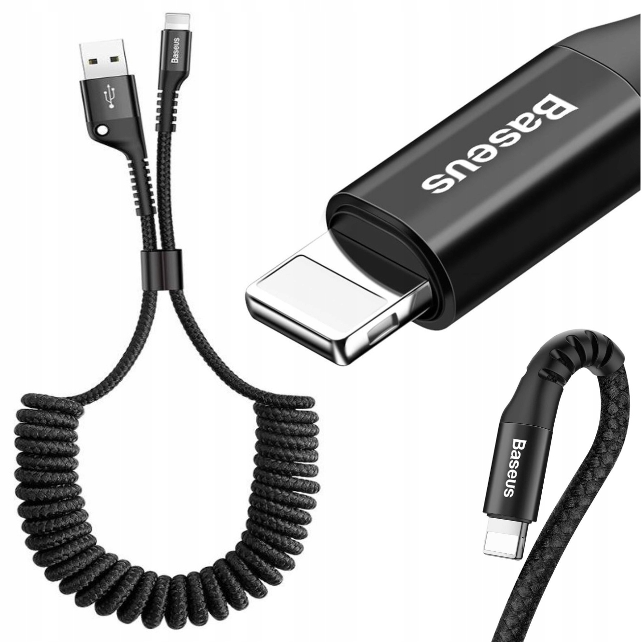 Baseus spiralinis USBALightning kabelis 2 A 1 m belsilt Baseus spiralinis USB ALightning kabelis 2 A 1 m
