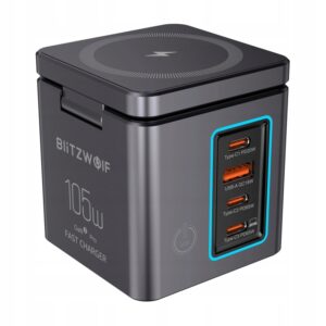 BlitzWolf BW i113 GaN tinklo įkroviklis 3xUSB C 105 W greitas įkrovimas