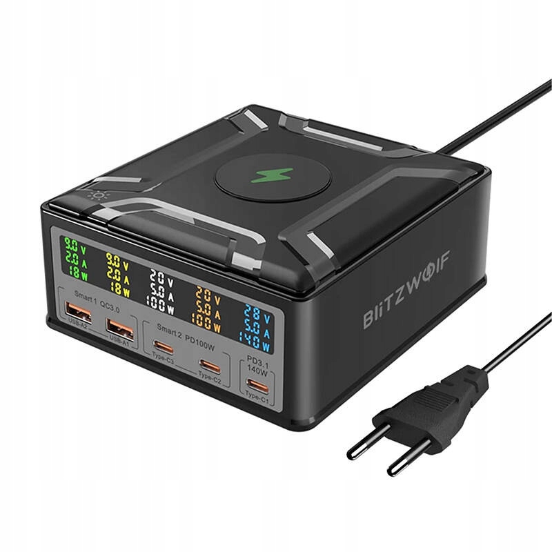 BlitzWolf BWS28 tinklo įkroviklis ir belaidė Qi PD31 QC4+ 6w1 260 W belsilt BlitzWolf BW S28 tinklo įkroviklis ir belaidė Qi PD31 QC4+ 6w1 260 W