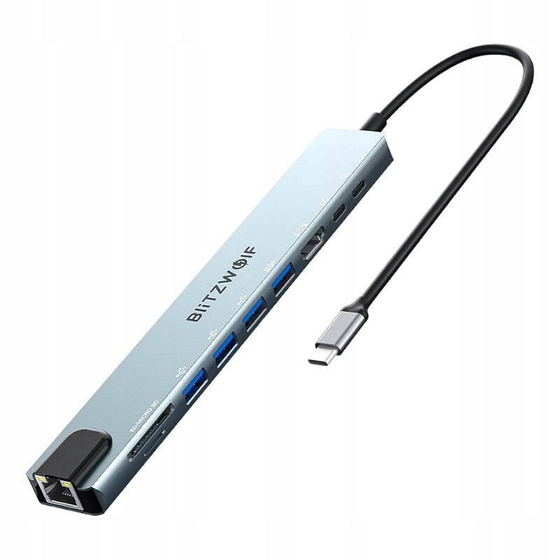 BlitzWolf Įkrovimo stotelė šakotuvas adapteris 10w1 USBC PD 100 W 4x USB Sd Rj45 belsilt BlitzWolf Įkrovimo stotelė šakotuvas adapteris 10w1 USB C PD 100 W 4x USB Sd Rj45