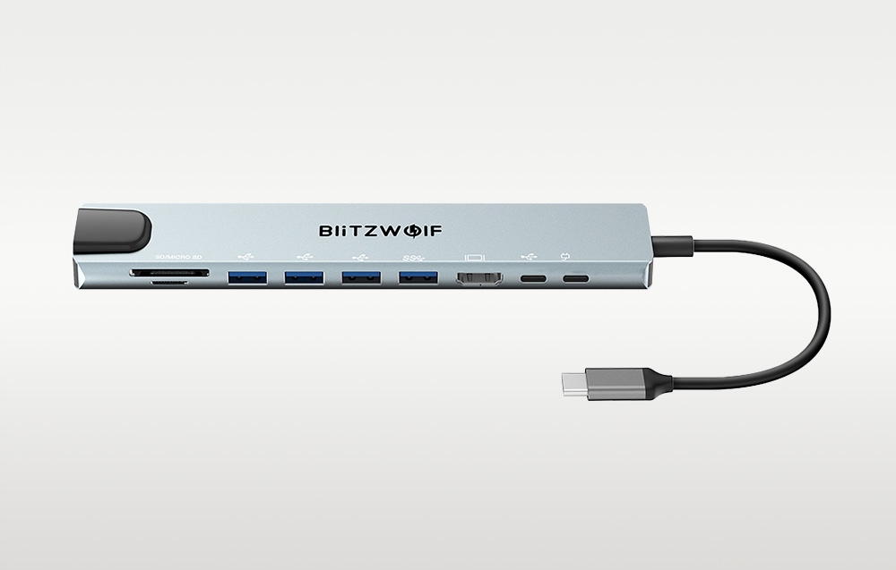 BlitzWolf Įkrovimo stotelė šakotuvas adapteris 10w1 USBC PD 100 W 4x USB Sd Rj45 belsilt BlitzWolf Įkrovimo stotelė šakotuvas adapteris 10w1 USB C PD 100 W 4x USB Sd Rj45