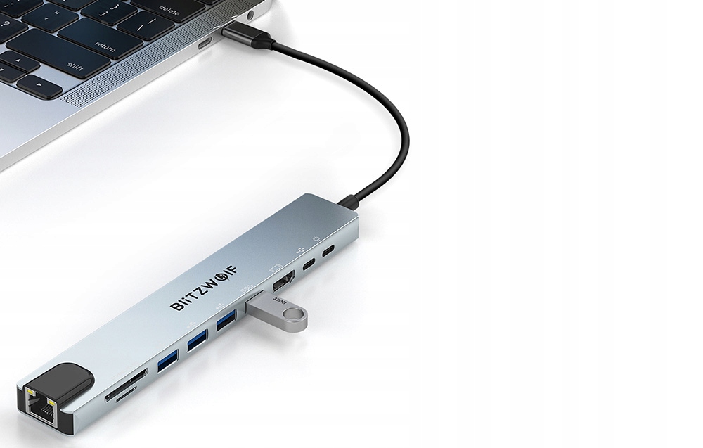 BlitzWolf Įkrovimo stotelė šakotuvas adapteris 10w1 USBC PD 100 W 4x USB Sd Rj45 belsilt BlitzWolf Įkrovimo stotelė šakotuvas adapteris 10w1 USB C PD 100 W 4x USB Sd Rj45